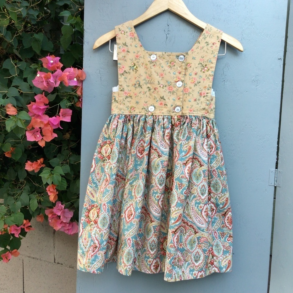 Paisley Handmade Sleeveless Little Cottage Peasant Dress - Picture 6 of 9
